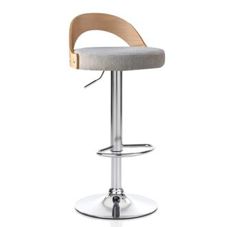 Oresteluchetta Set 2 taburetes regulables roble tejido gris 76/96x43x43 cm