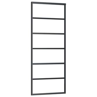 Berkfield Home Sliding Door with Hardware Set ESG Glass&Aluminium 76x205 cm in Black