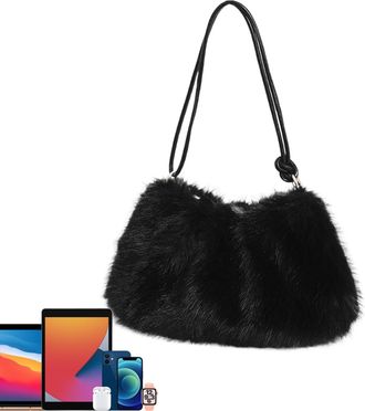 Generic Plush Underarm Tote Bag - Plush Underarm Bag For Women, Fashionable Multipurpose Satchel For Women, Versatile Soft Shoulder Bags, Stylish Daily Use Pu