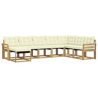 vidaXL Conjunto De Sof&aacute;s De Exterior Con Coj&iacute;n 8 Pcs Blanco Y Crema Vidaxl