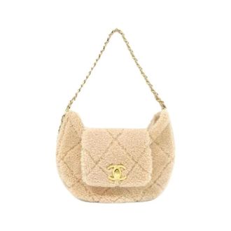 Chanel Pre-owned Shearling Lamsleren Schoudertas - Dames - Pre-owned - Beige - Maat: ONE Size Leer
