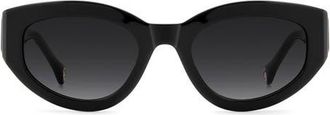 Carolina Herrera Her 52mm Gradient Oval Sunglasses in Black/Dark Grey Sf at Nordstrom