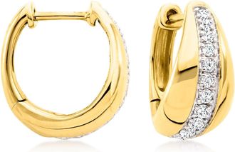 Ross-Simons Diamond Striped Hoop Earrings in 18kt Gold Over Sterling