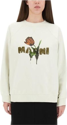 Marni Katoenen sweatshirt met tulp print - Dames - Sweatshirts - Wit - S - Katoen - Hoodies & sweatvesten
