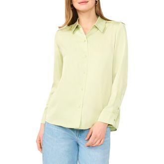 Vince Camuto Satin Long Sleeve Button-Up Shirt in Fresh Aloe at Nordstrom Rack, Size X-Small