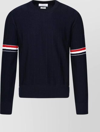 Thom Browne wool sweater button cuffs striped ribbed