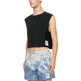 SATISFY Sleeveless Tops, male, Black, L, Cropped Sleeveless T-Shirt