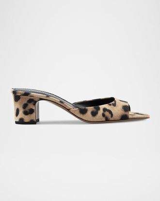 PARIS TEXAS Lara Leopard Slide Mule Sandals