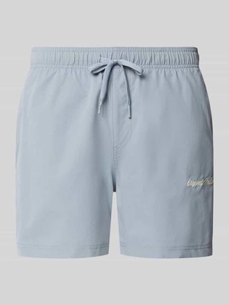 Jack & Jones Jack & Jones Badehose mit Label-Stitching Modell MAUI in Rauchblau, Gr&ouml;&szlig;e XXL