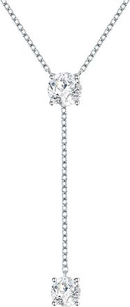 Lulu & Jane Womens Female Necklace with Swarovski crystals Brass - Silver - One Size