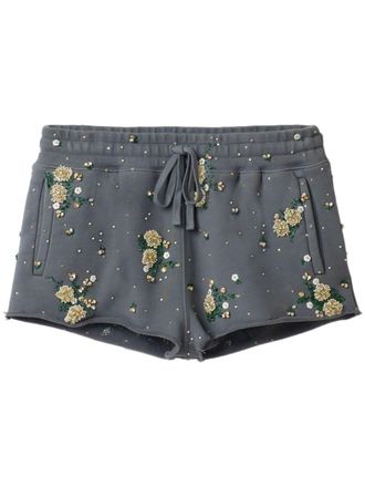 Miu Miu Shorts met geborduurde bloemen - Grijs