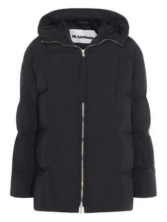 Jil Sander hooded zip coat - women - Polyester - M - Black