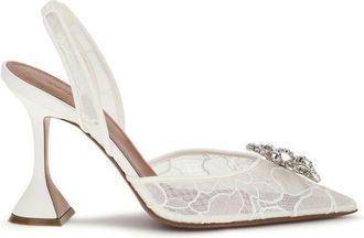 Amina Muaddi White Fabric High Heel Womens Pumps