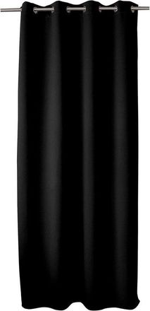 No Brand Cortina Opaca - Ojales Plateados, Negra, 140x300cm, 100% Poli&eacute;ster