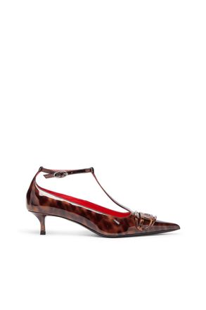 Diesel D-Venus - Patent leopard T-bar pumps - Moccasins and Mules - Woman - Brown