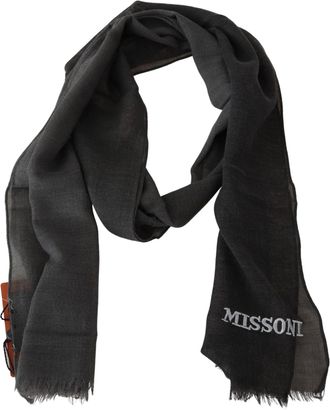 Missoni Mens Black Wool Unisex Neck Wrap Scarf