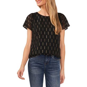 CeCe by Cynthia Steffe Flutter Sleeve Blouse in Rich Black at Nordstrom Rack, Size X-Large