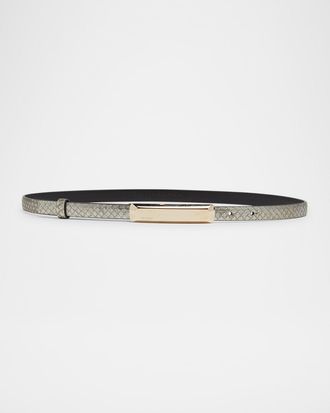 Tom Ford Bar Snake Leather Skinny Belt