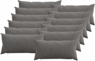 vidaXL Funda De Almohada 12 Pcs Heerlen Gris Oscuro 40 X 80 Cm Pana Vidaxl