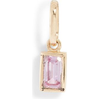 Anzie Cl&eacute;o Carr&eacute; Pendant Charm in Pink Sapphire at Nordstrom