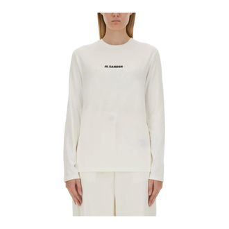 Jil Sander Cotton Crew-Neck T-Shirt - female - Jil Sander - Long Sleeve T-Shirts - White - M - Tops