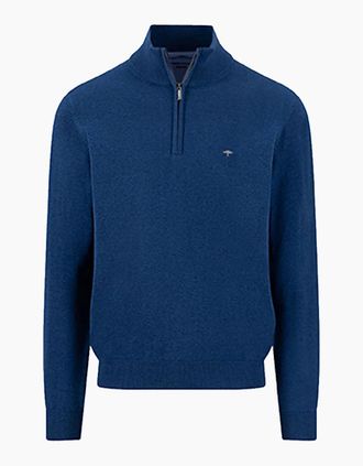 Fynch-Hatton Mens FYNCH-HATTON TROYER HALF ZIP KNITWEAR MIDNIGHT - Navy - Size: 38
