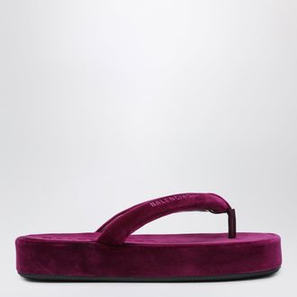 Balenciaga Jet Lag stretch velvet flip-flops in purple