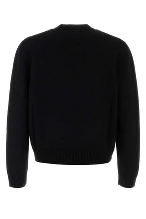 Casablanca Mens Black Wool Sweater Kawaiitennisboy Exterior: Merino Maglieria