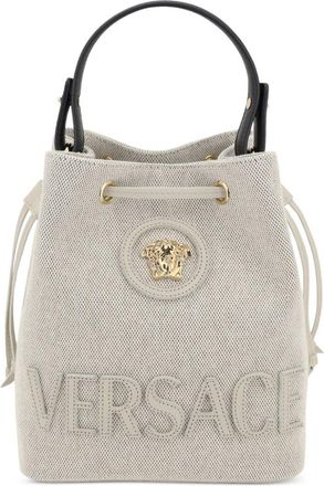 Versace La Medusa canvas bucket bag - women - Cotton/Cotton/Calf Leather - One Size - Neutrals