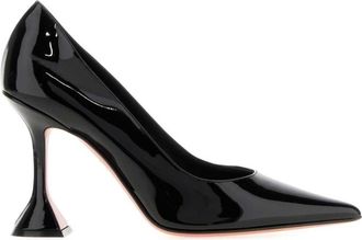Amina Muaddi Black Leather Pumps