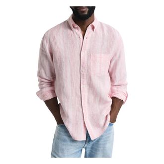 GANT Thin Striped Linen Shirt - male - Gant - Casual Shirts - Pink - XL - Shirts