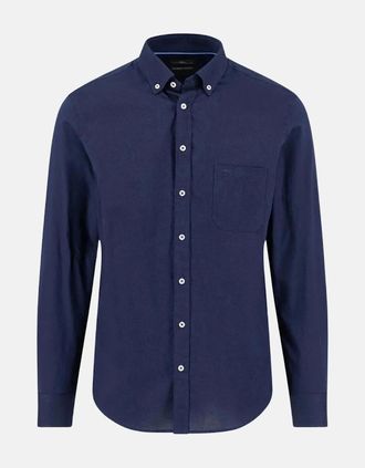 Fynch-Hatton Mens Essential Textured Dobby Shirt Navy - Size: Regular/36
