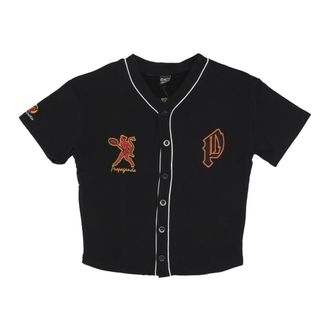 PROPAGANDA Sportswear, male, Black, Size: XL Black Buttoned Baseball Jacket