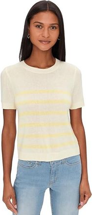 Splendid Emerson Stripe Ss Sweater Womens Sweater Shell/Honeysuckle : LG (Womens 10-12), Acrylic/Cashmere/Cotton