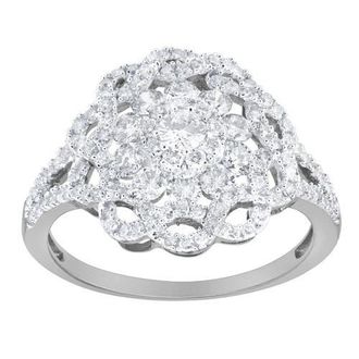 LuvMyJewelry Caeloria 0.95 Cts Natural Diamond Floral Cluster 14K Gold Ring in 14K White Gold at Nordstrom, Size 7