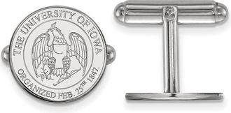 Diamond2Deal Sterling Silver Rhodium-plated Iowa Crest Cuff Links