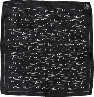 Dolce & Gabbana Mens Black White Printed Square Men Foulard Scarf Silk - One Size