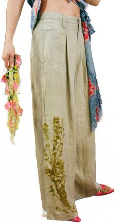 Luna Del Pinal Llama Fruit Hemp With Pericon Flower Cargo Pants In Beige