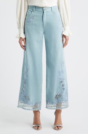 Kobi Halperin Adaline Embroidered Lace Nonstretch Jeans in Light Blue at Nordstrom, Size 8