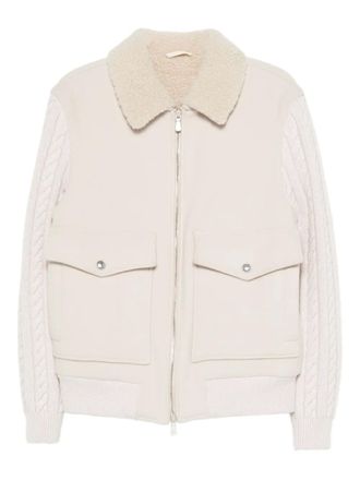 Eleventy cable-knit jacket - men - Wool/Merino/Polyamide/Cashmere - 52 - Neutrals