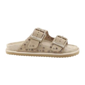 Colors Of California Two Buckle Sandal With Studs - female - Colors of California - Sliders - Beige - 6 UK - Shoes