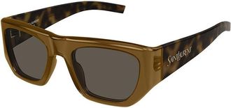 Saint Laurent SL740002 Square Full Rim Sunglasses - Brown