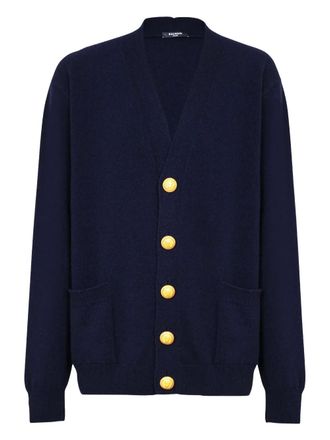 Balmain knitted cardigan - men - Virgin Wool/Cashmere - 3XL - Blue