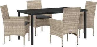 vidaXL Vidaxl - Garden Dining Set with Cushion 5 pcs Light grey Poly rattan