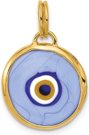 Diamond2Deal 14k Yellow Gold Polished Blue Opaline Glass Eye Pendant