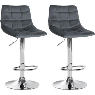 Clp Clp - Juego De 2 Taburetes De Bar Jerry En Terciopelo Gris Oscuro Cromado
