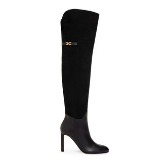 Elisabetta Franchi Over-the-Knee Laarzen met Logo-Plaquette - Dames - Schoenen - Zwart - Maat: 39 EU Su&egrave;de