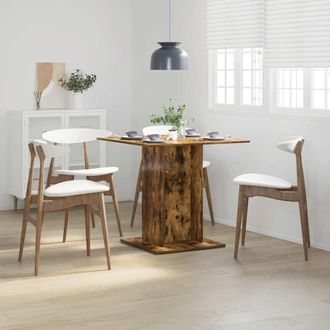 vidaXL Vidaxl - Mesa De Comedor Madera Contrachapada Roble Ahumado 80x80x75 Cm