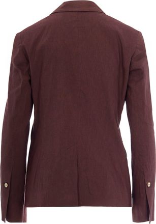 Pinko Womens Linen Jacket Freda Brown Earth X Plants Shell