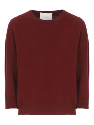 VANISÉ ribbed-trim crew-neck sweater - women - Cashmere - 46 - Red